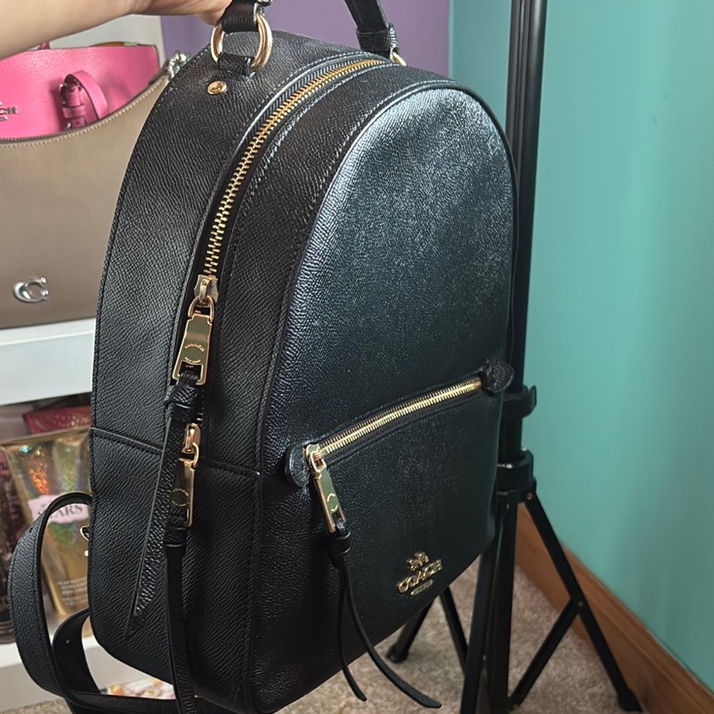 Coach Black Backpack with Gold Accents